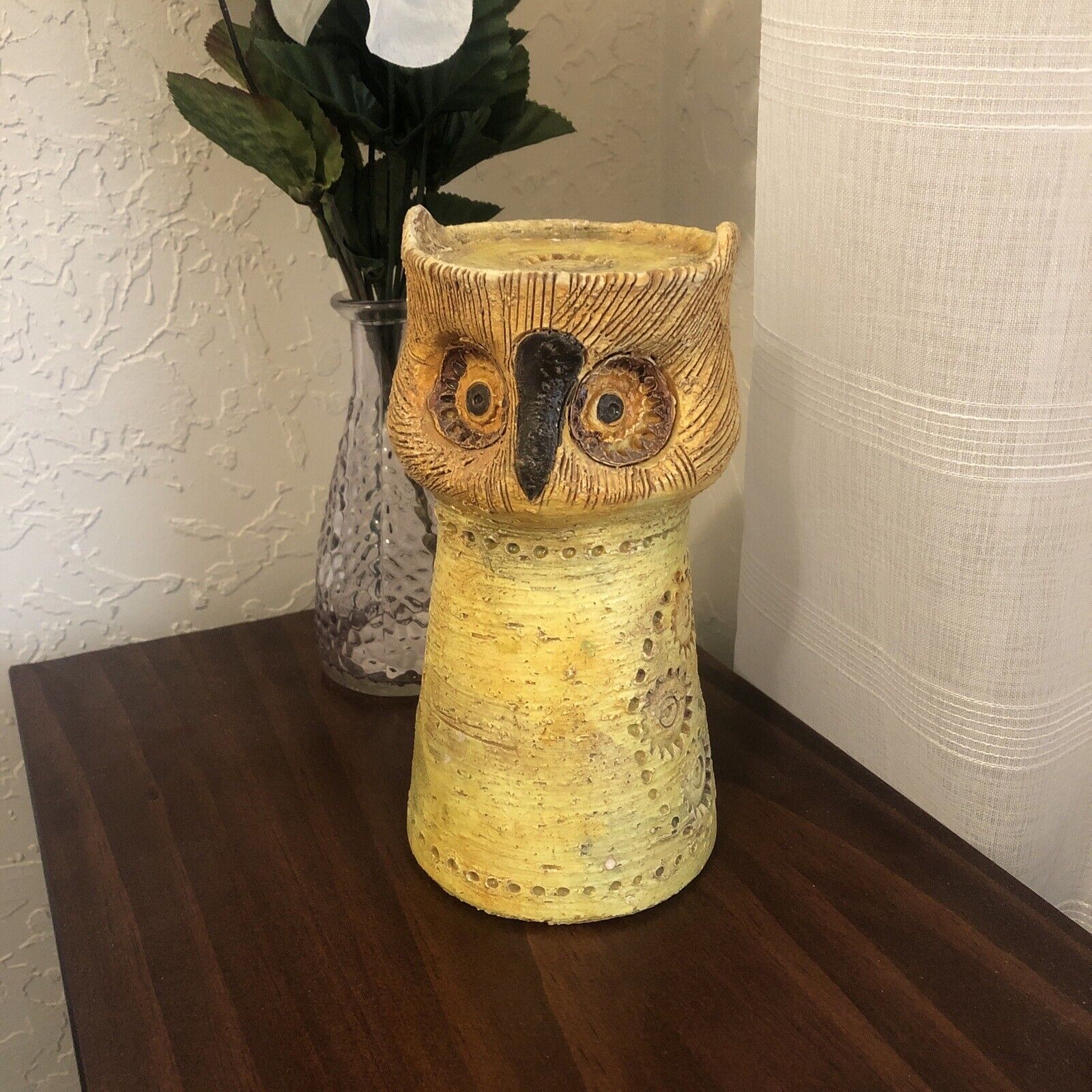 Vintage Bitossi Created in Italy For Rosenthal Netter Ceramic Owl candle holder