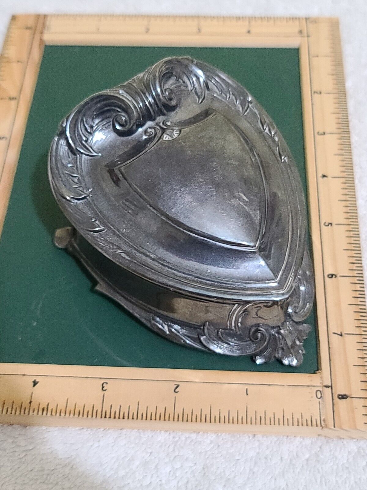 Antique WB Mfg Co Weidlich Brothers Art Floral Pewter Jewelry Casket Trinket Box