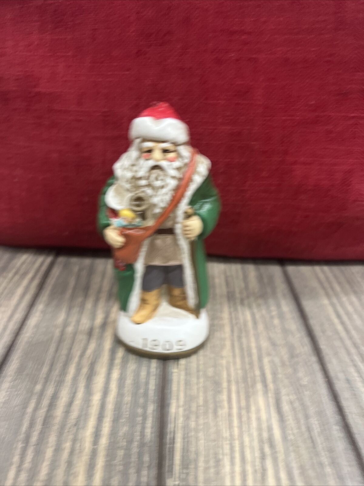 Vtg Christmas Reproductions Inc Memories of Santa 1909 Ornament Green Coat Toys