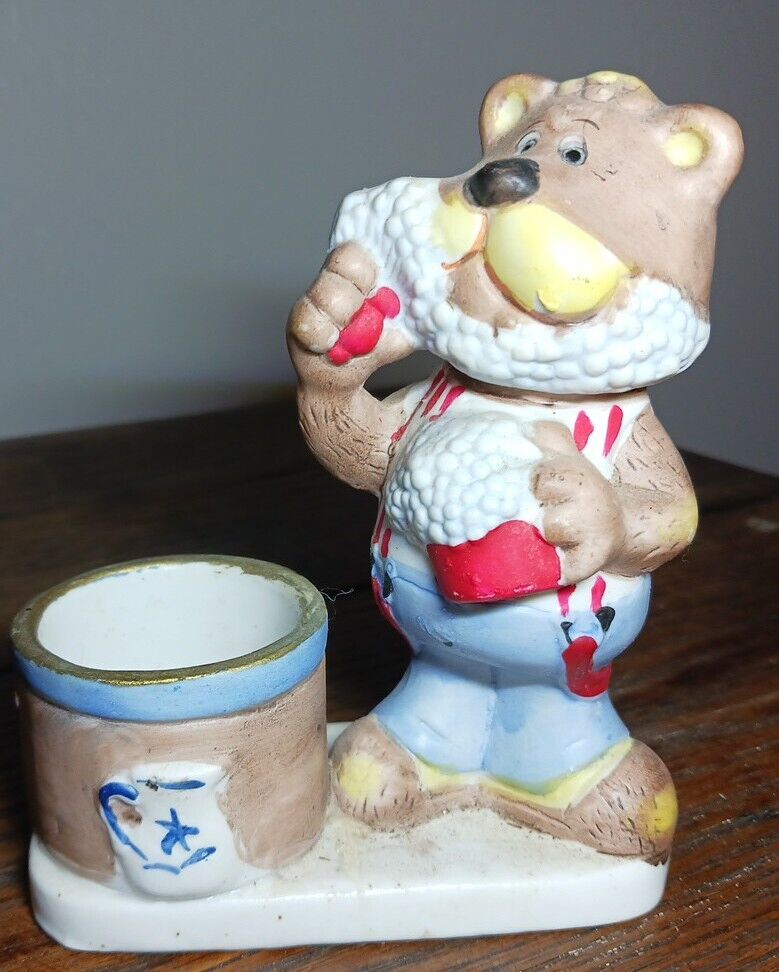 Vintage 1979 Jasco Little Luvkin Critter Bear Dad Shaving Bubbles Candle Holder