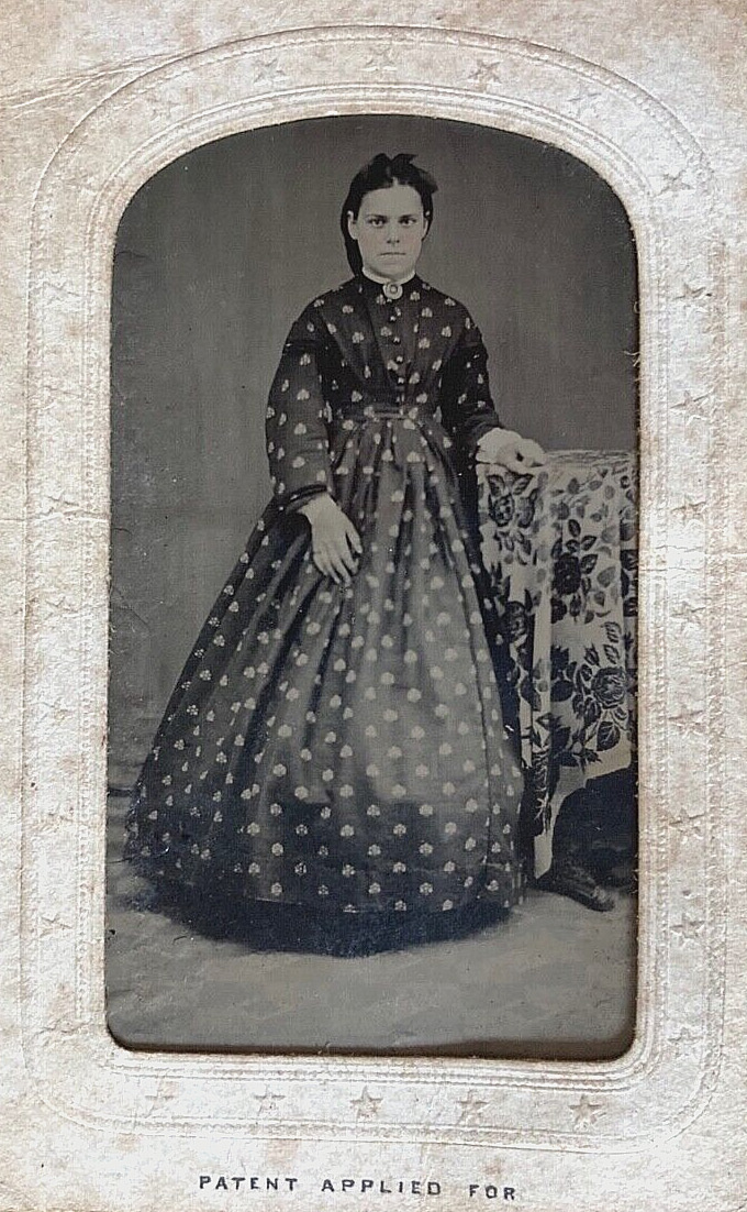CIVIL WAR ERA WOMAN by DOUGLASS' TRAVELING CAR PHOTOGRAPHER TINTYPE PHOTO 1866