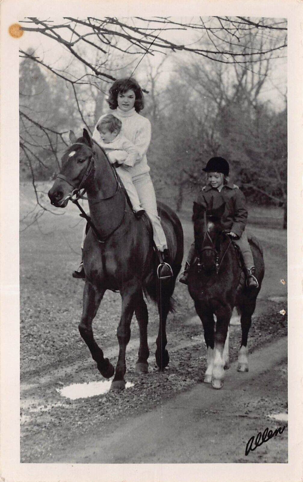 RPPC RPPC Jackie Kennedy Children Riding Horses Photo Vtg Postcard A36