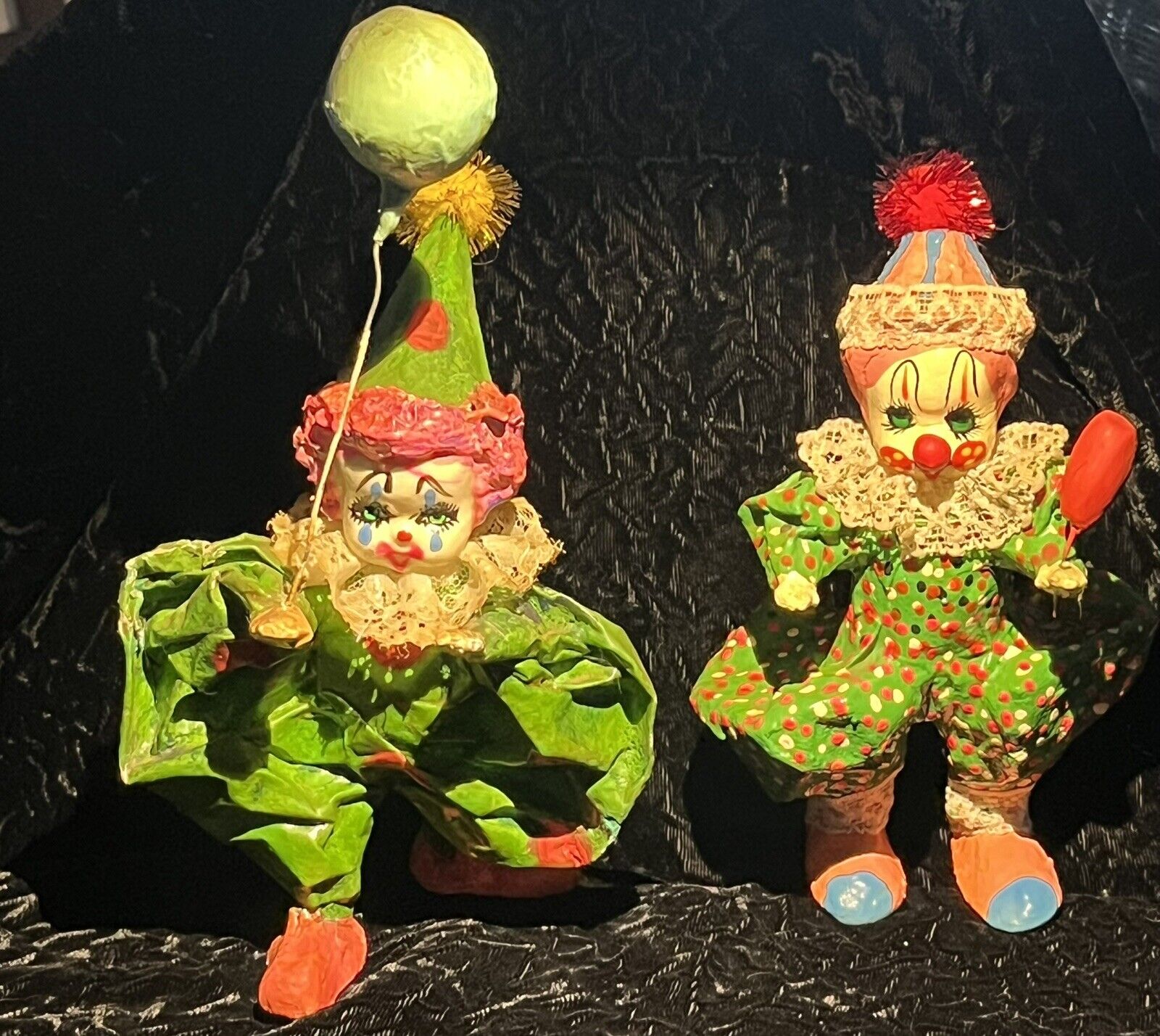 2 Vintage 1950’s JOSE GOMEZ Paper Mache Clowns 1 SIGNED Mexico