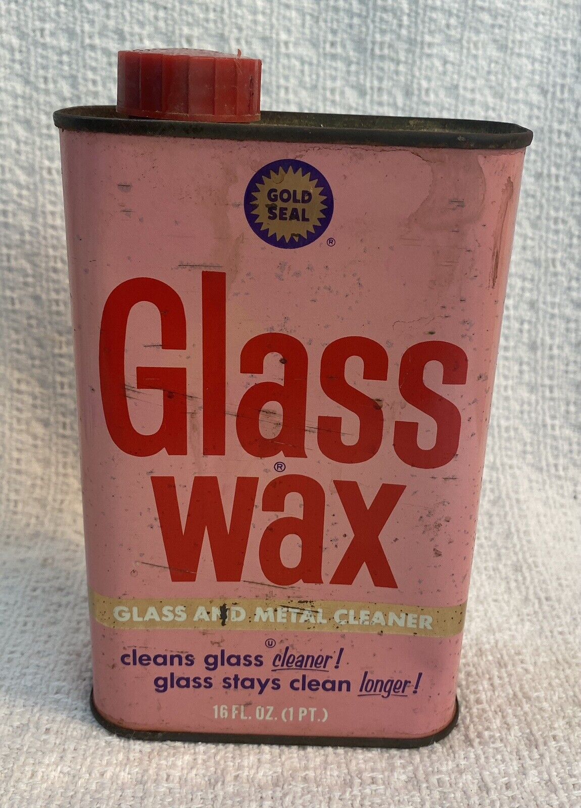 Vintage GOLD SEAL Glass Wax GLASS AND METAL CLEANER 1969 Metal Advertising Can