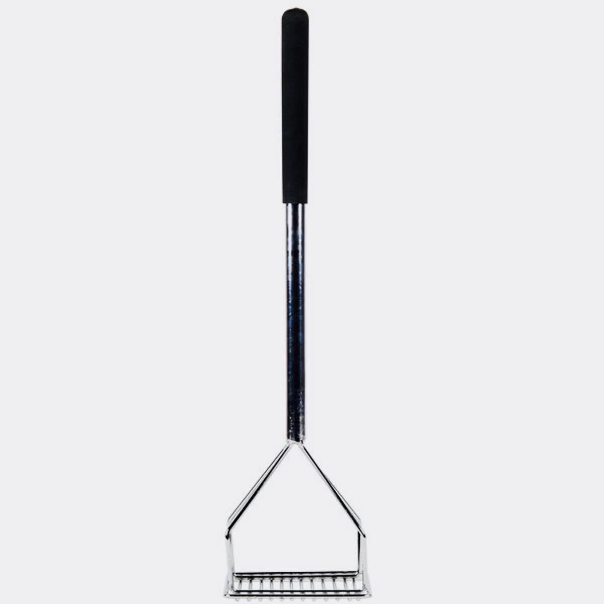 Chrome Plated Square-Faced Potato Masher with Soft Grip Handle, 18\