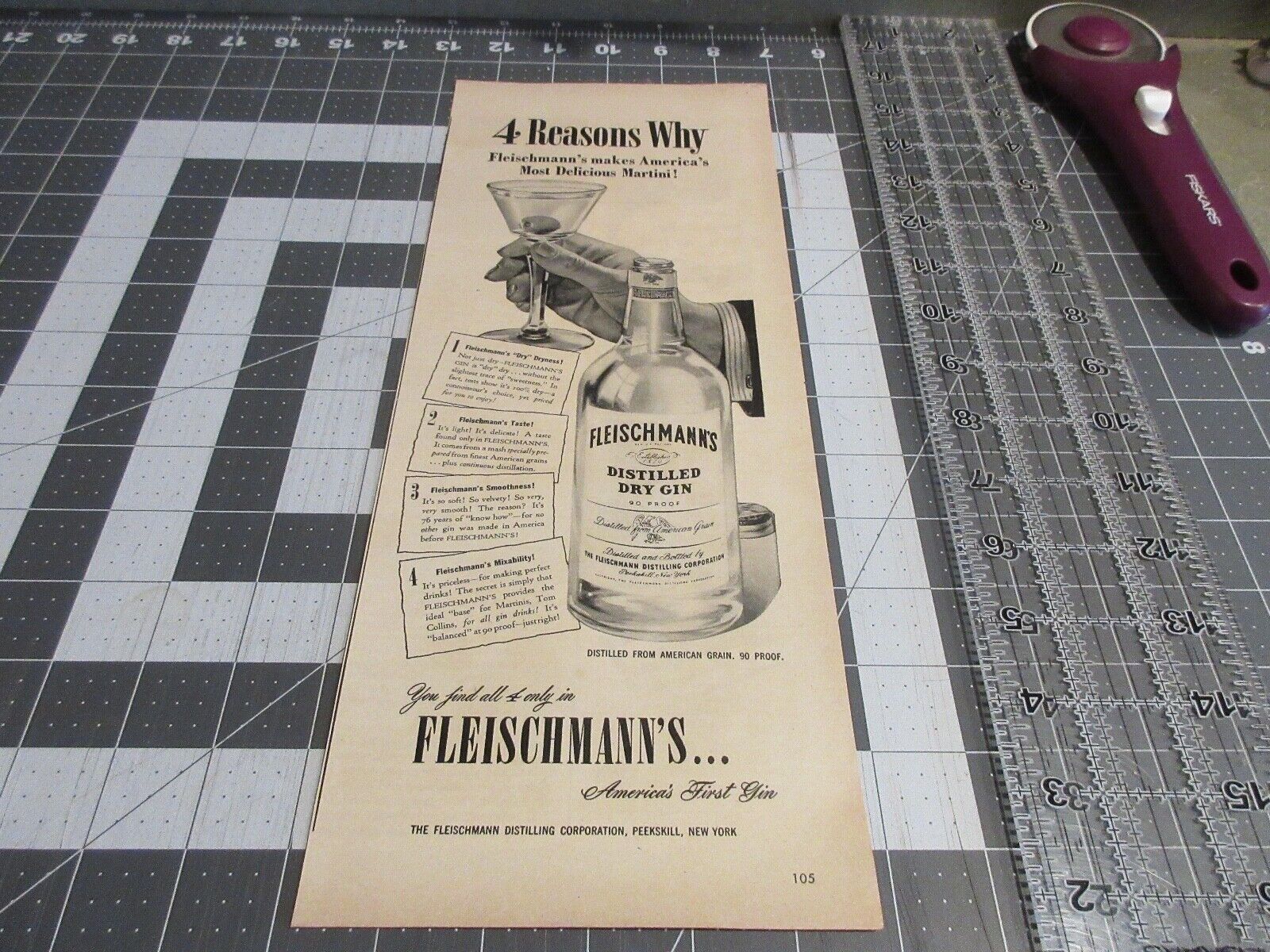 1946 FLEISCHMANN\'S DRY GIN - Print Ad - 4 Reasons Why 