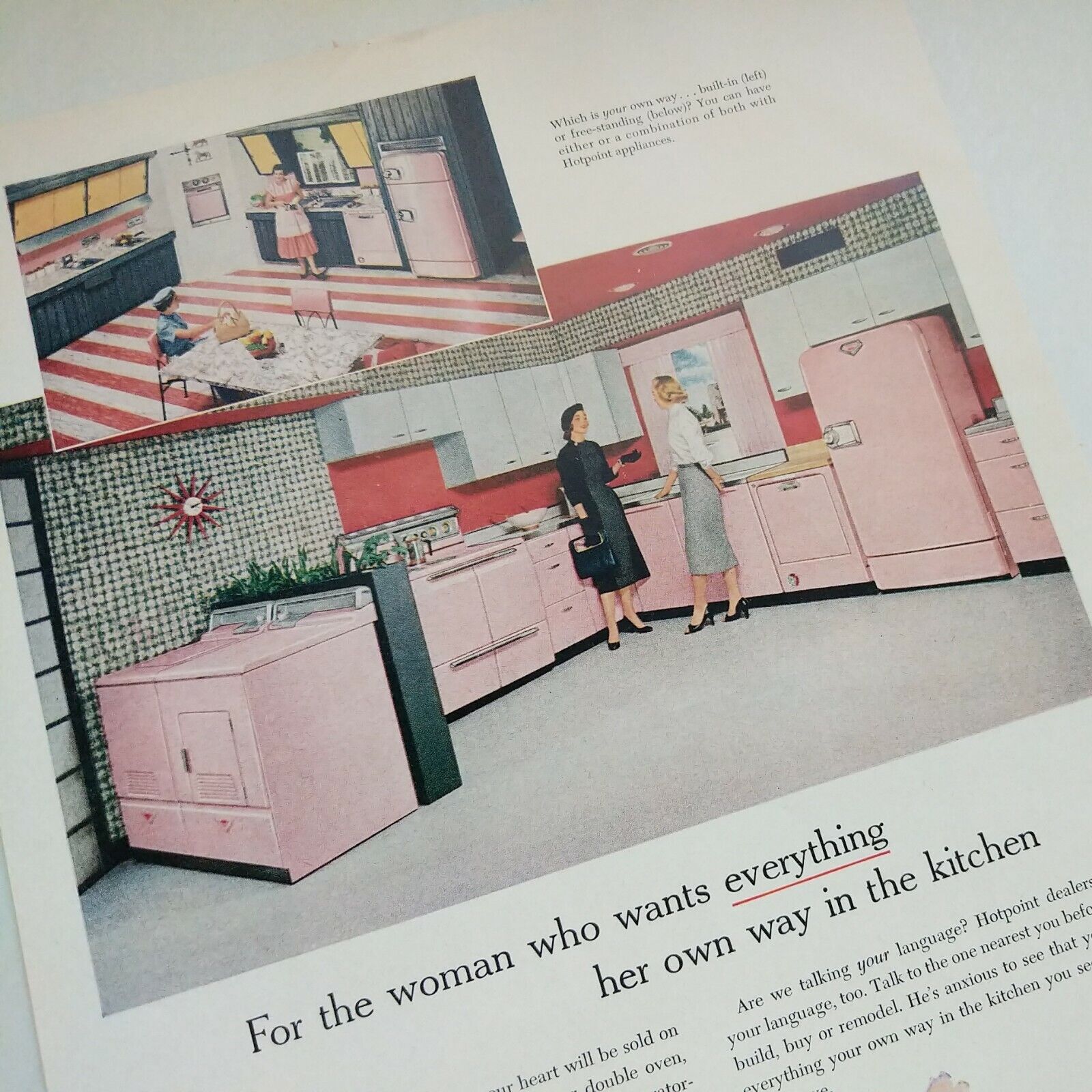 Vintage Hotpoint Tickled Pink Appliances Kitchen Original Magazine Ad