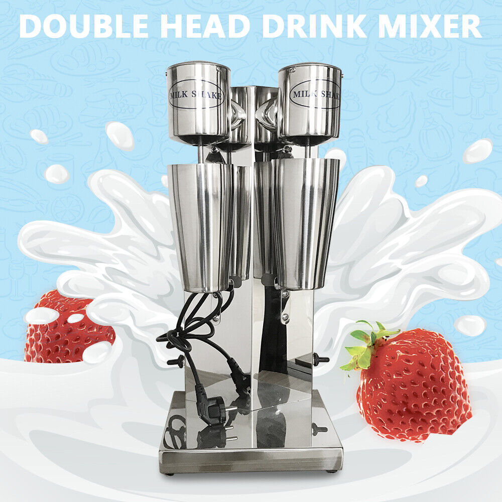 Commercial Stainless Steel Milk Shake Machine Double Head Drink Mixer 360W 110V