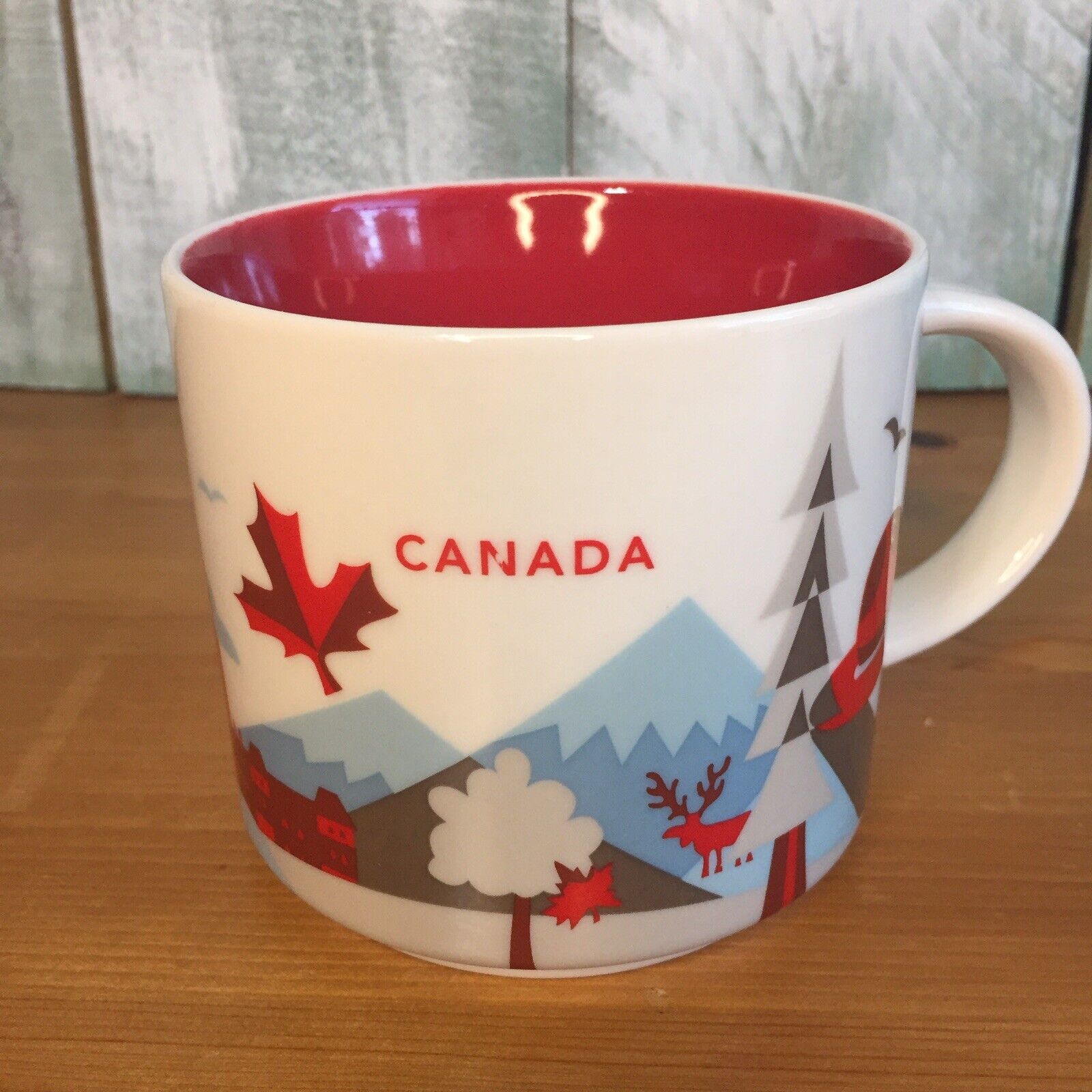 STARBUCKS 2013 Canada Coffee 14oz Mug Cup You Are Here Series Red