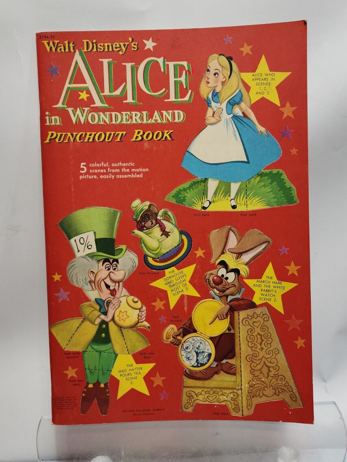 1951 Alice in Wonderland Disney Movie Cartoon Punchout Paper Doll Comic Book