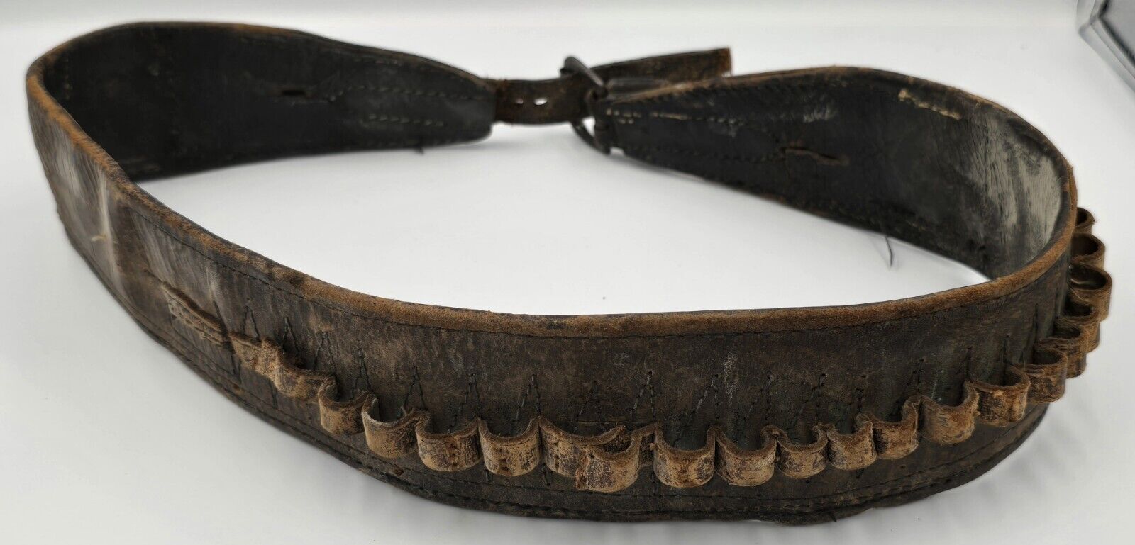 antique leather cartridge belt Western Americana distressed Authentic For Decor 
