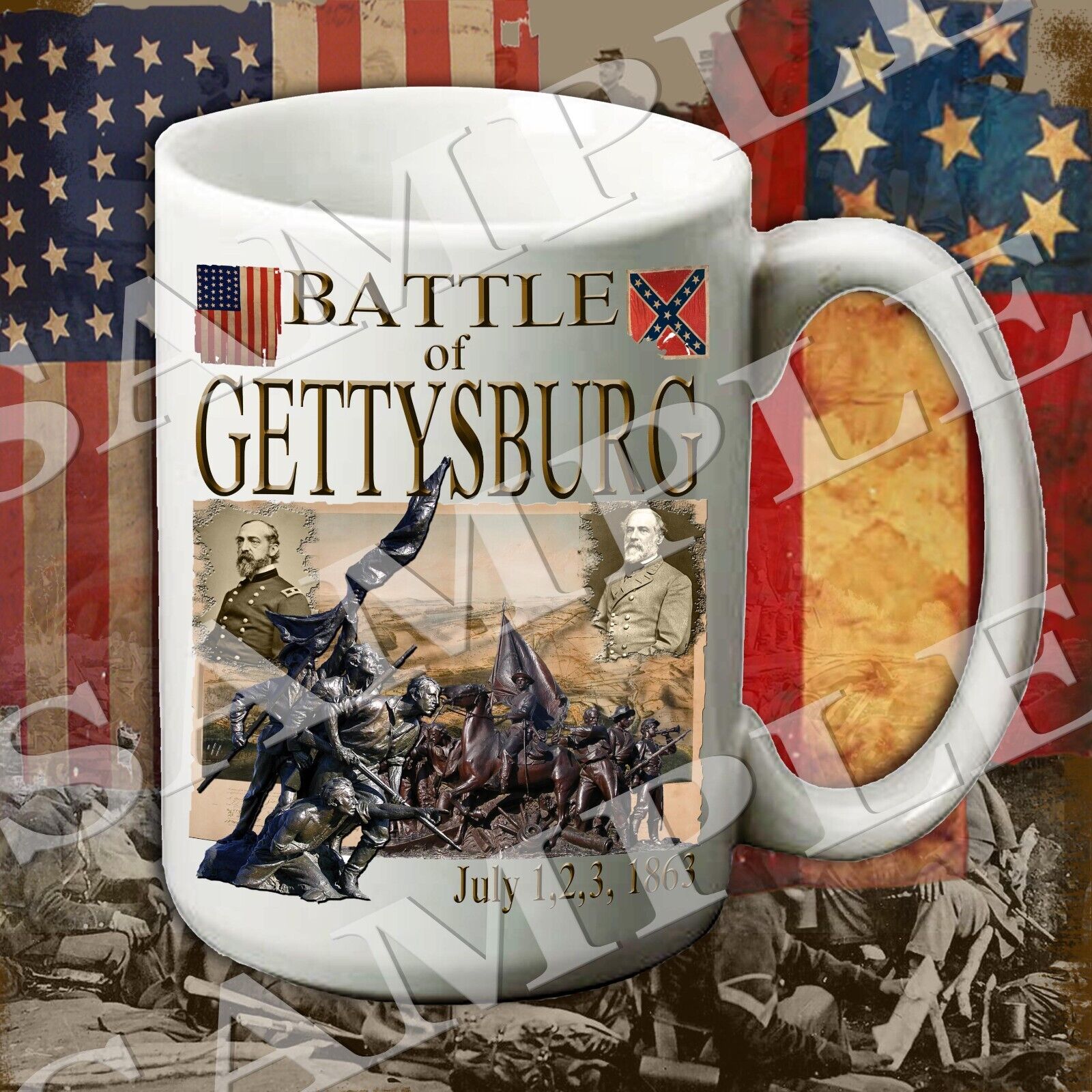 Battle of Gettysburg 15-ounce American Civil War themed coffee mug