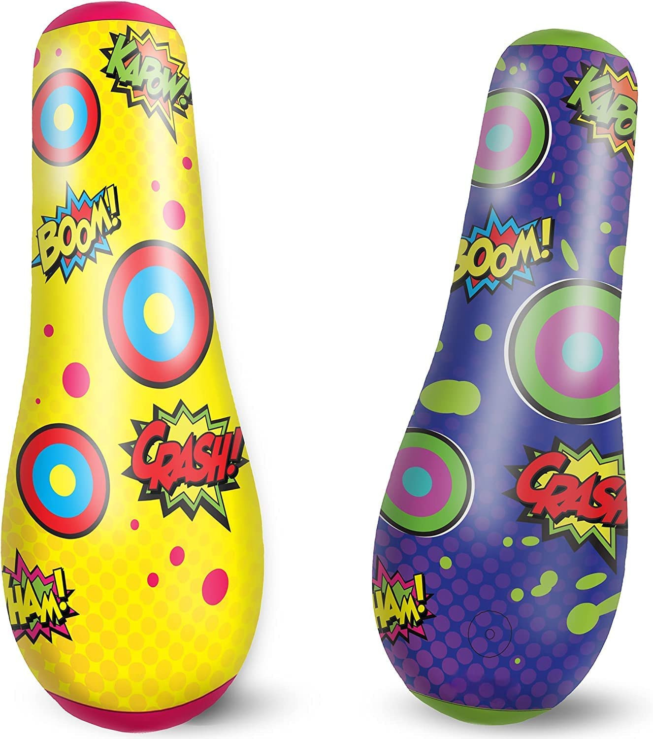 2 Pack Inflatable Bopper, 47 Inches Kids Punching Bag with Bounce-Back Action, I