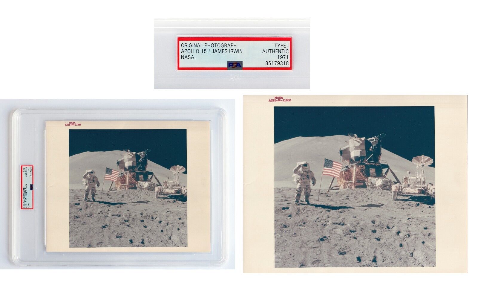 1971 Original Type 1 NASA Red# Apollo 15 James Irwin military salute Kodak Paper