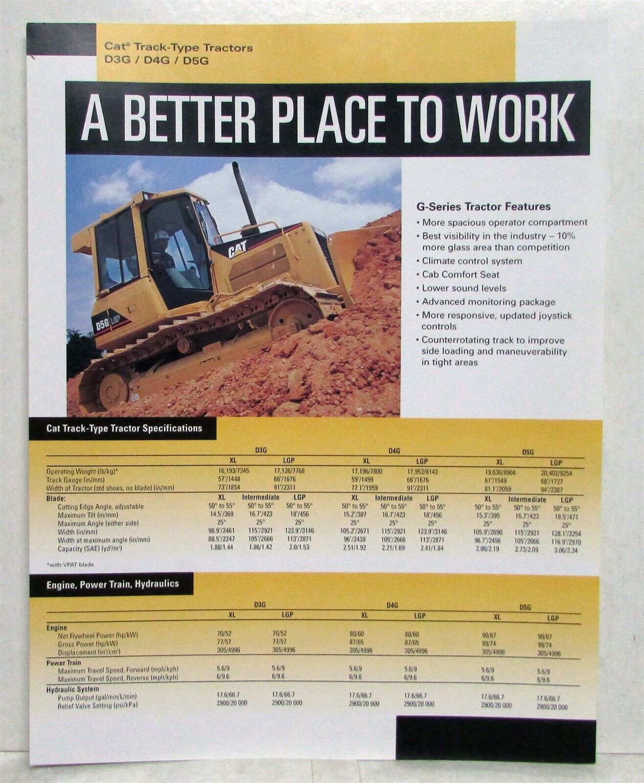 2002 Caterpillar D3G D4G D5G Tractor Specifications Construction Sale Data Sheet