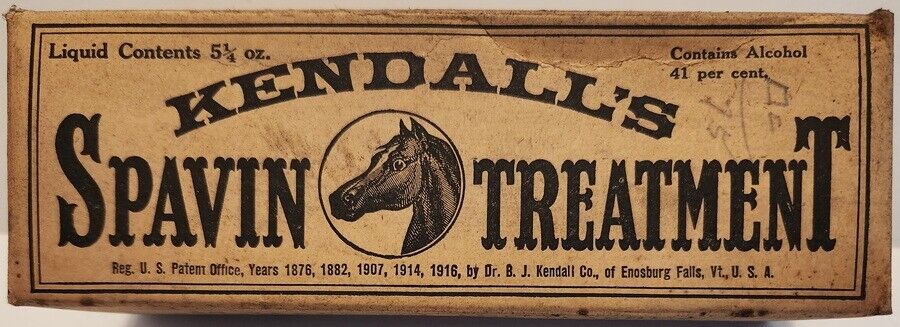 Kendall\'s Spavin Treatment Bottle - Full In Original Unopened Box, 1916, 2nd