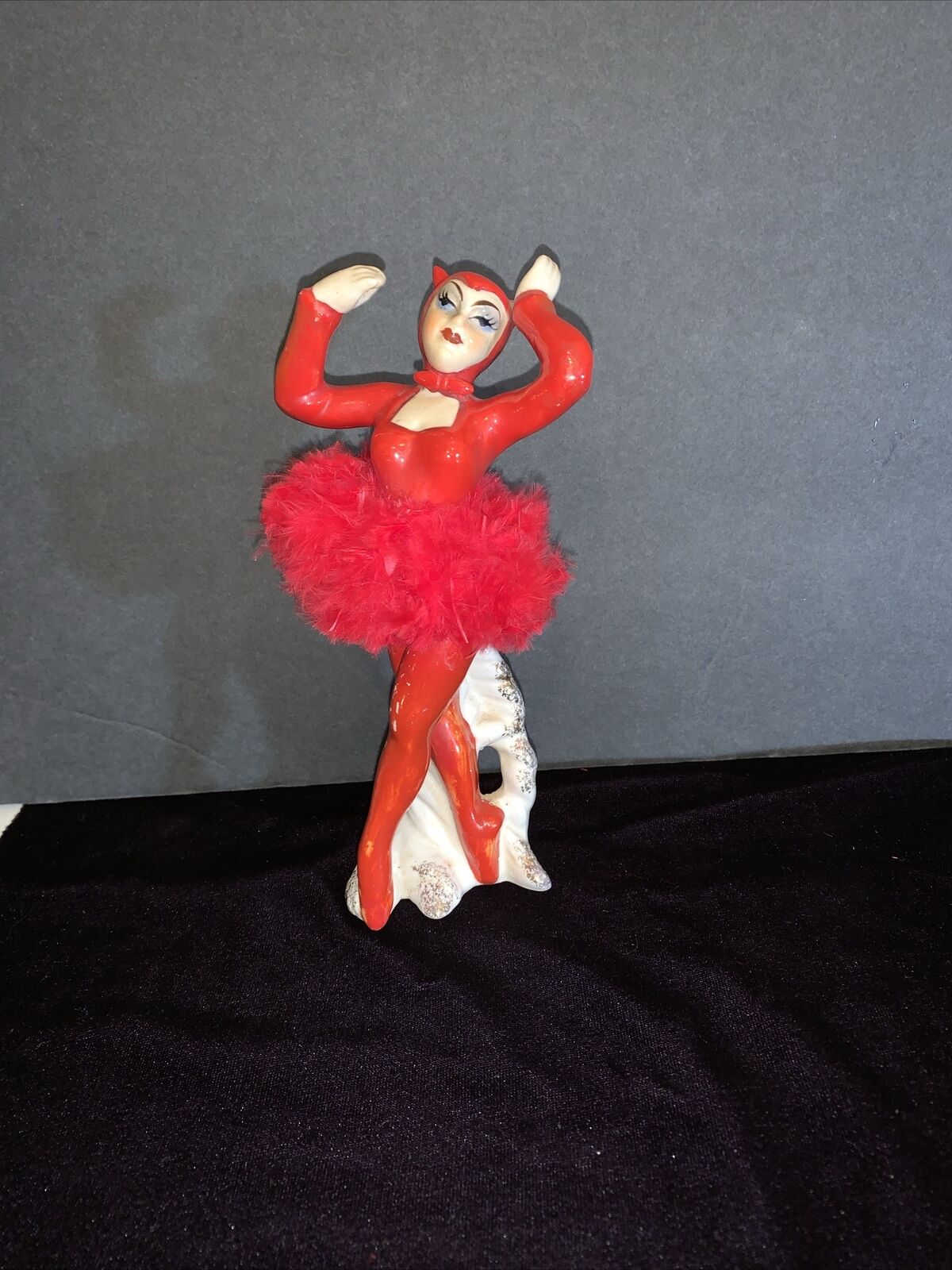 Vintage Enesco/Sonsco Red She Devil Ballerina Without Trident Figurine