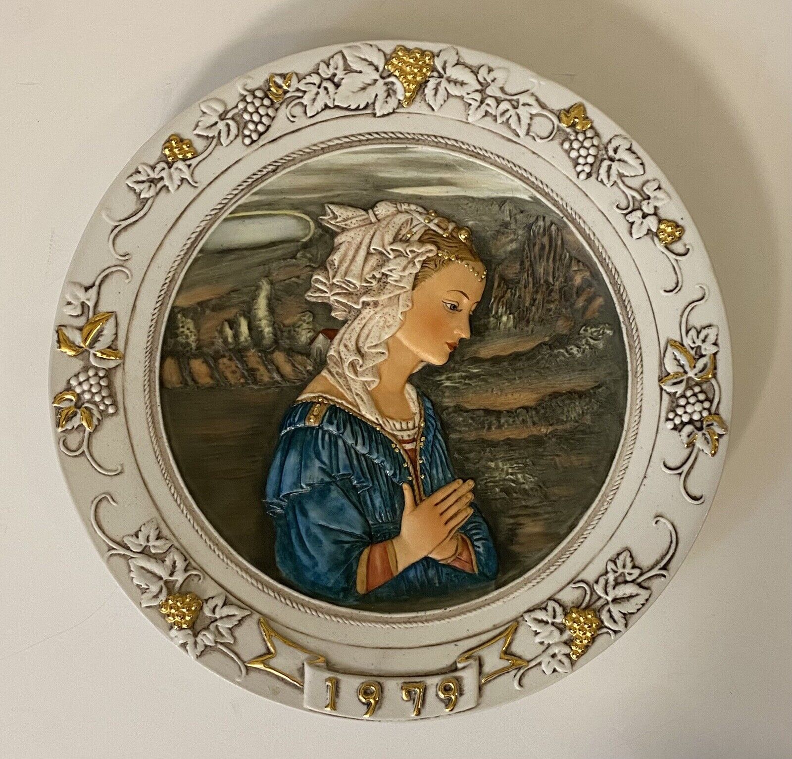 Vintage Adoration Plate By Lippi Virgin Mary Madonna Roman Ceramica Excelsis