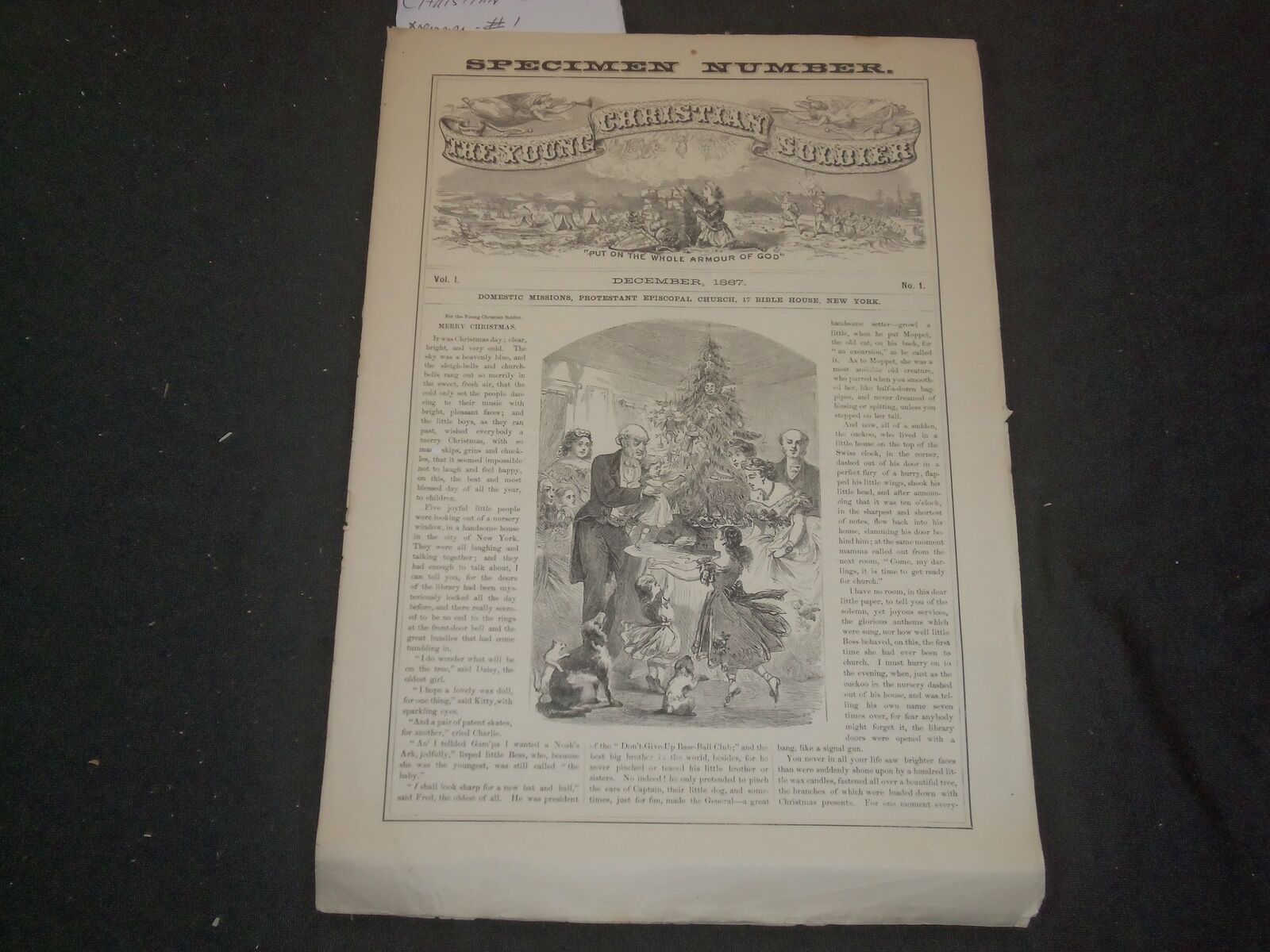 1867 DECEMBER THE YOUNG CHRISTIAN SOLDIER NEWSPAPER - VOLUME 1 - ST 531S