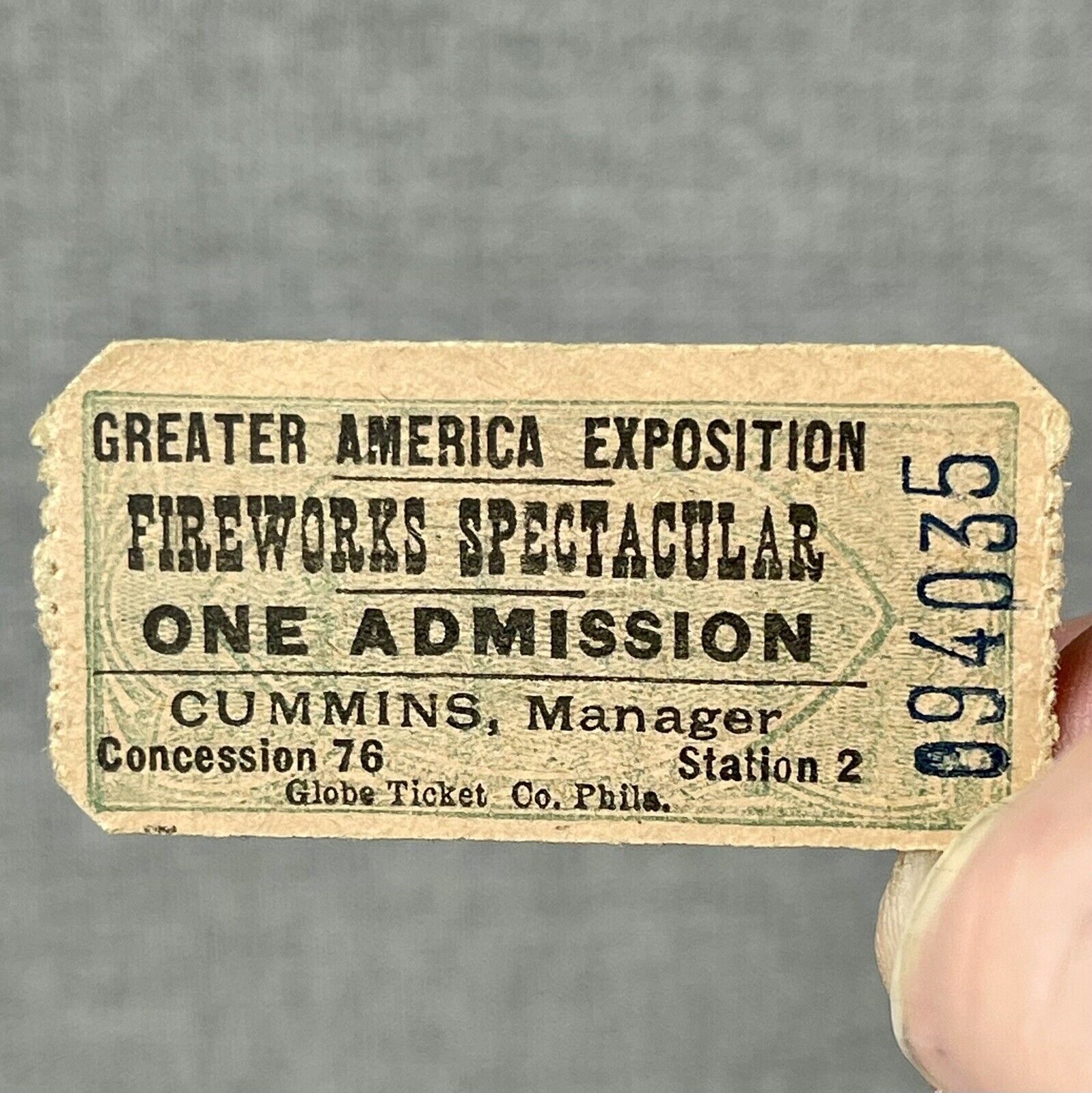 Greater America Exposition Omaha 1899 Fireworks Spectacular Ticket