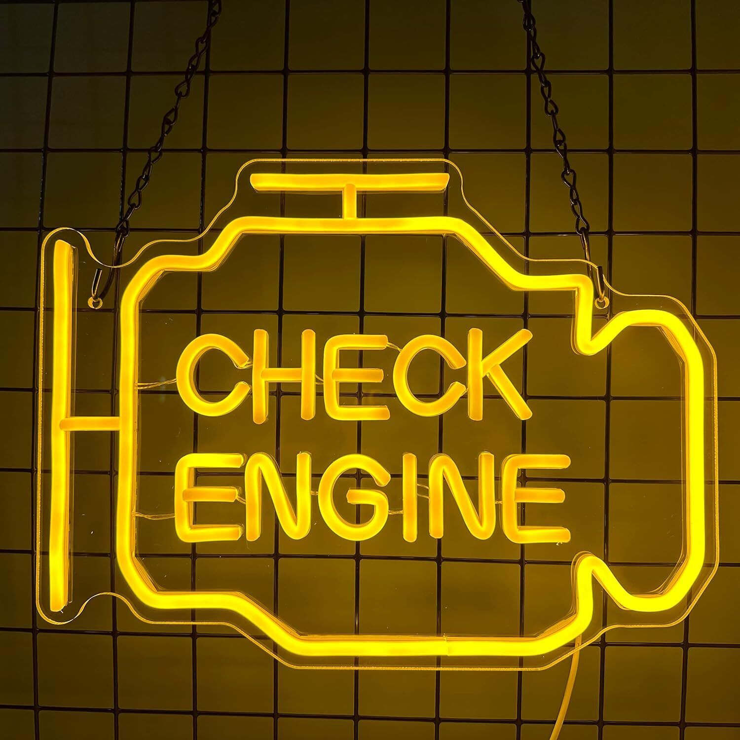 Check Engine Neon Sign USB Power For Man Cave Auto Repair Shop Garage Wall Decor
