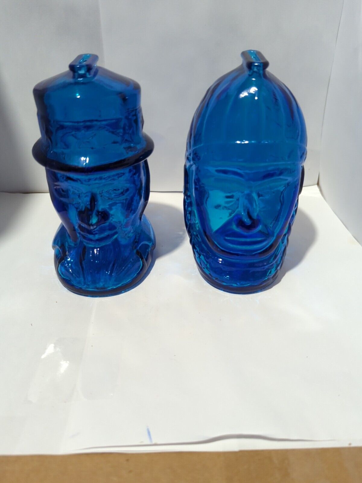 VTG WHEATON LENAPE BLUEGLASS NATIVE AMERICAN INDIAN AND UNCLE SAM BLUE GLASS