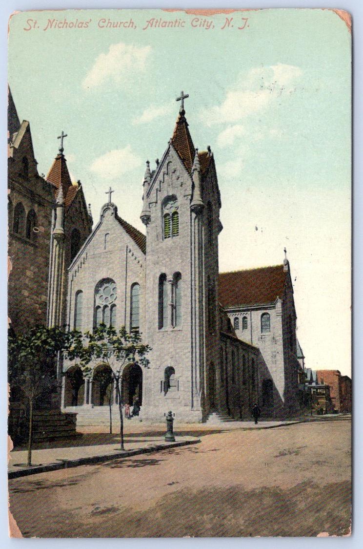 1909 ST NICHOLAS CHURCH ATLANTIC CITY NEW JERSEY ANTIQUE POSTCARD