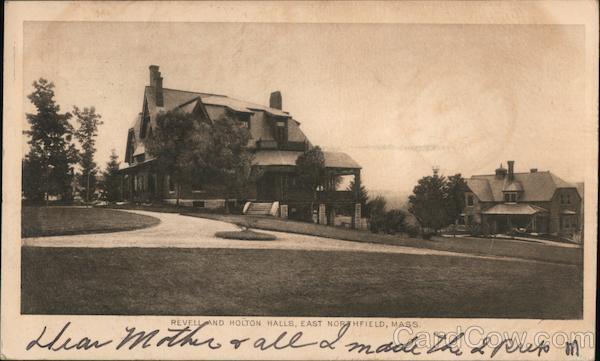 East Northfield,MA Revell and Holton Halls Franklin County Massachusetts Vintage