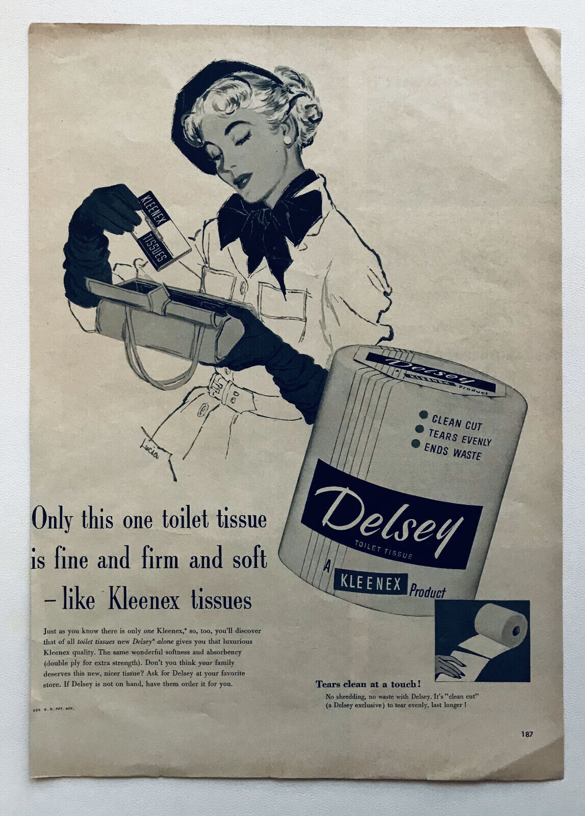 1953 Delsey Toilet Tissue A Kleenex Product Delsey Toilet Paper Vintage Print Ad