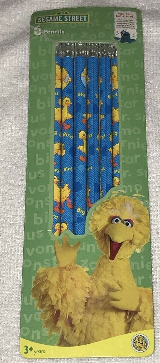 New Old Stock 2006 Sesame Street Workshop Pencils BIRD Sandylion Sticker Designs