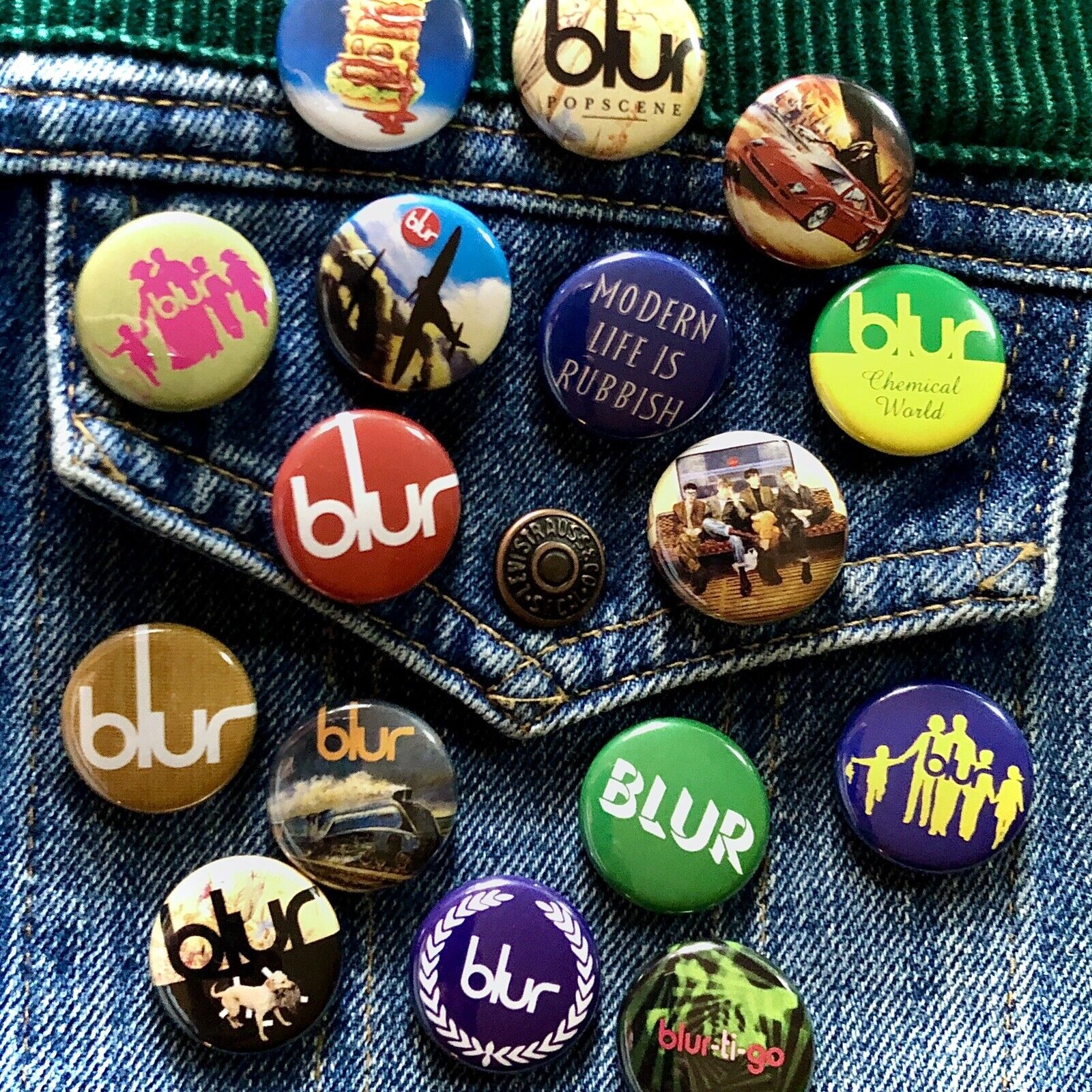 PICK ANY 8 Blur “Modern Life Us Rubbish” 1” Badges Pinback Button Pins Gorillaz