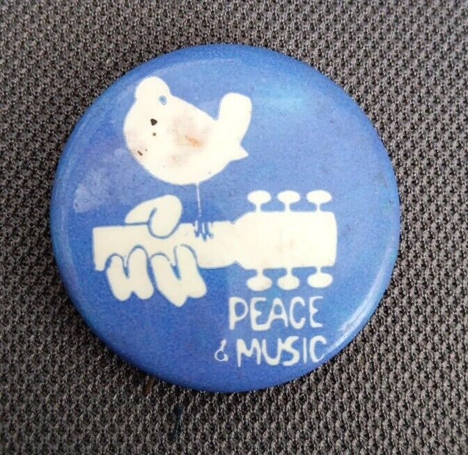 Vintage 1969 WOODSTOCK Peace & Music Festival pin original button badge NY 1.5