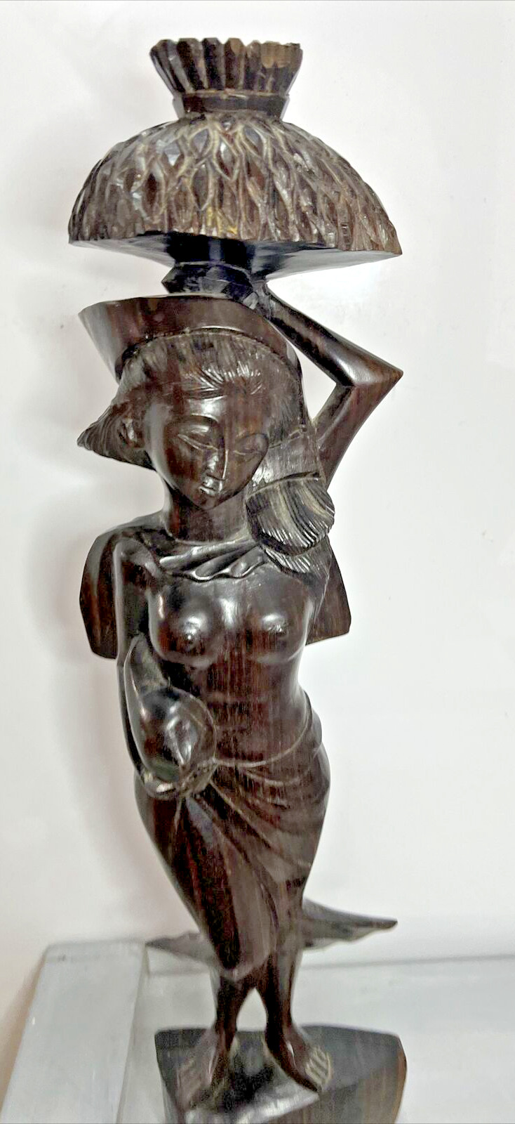 Wood Carved Nude Female Tribal Native Woman Statue Vintage Collectible Figurine
