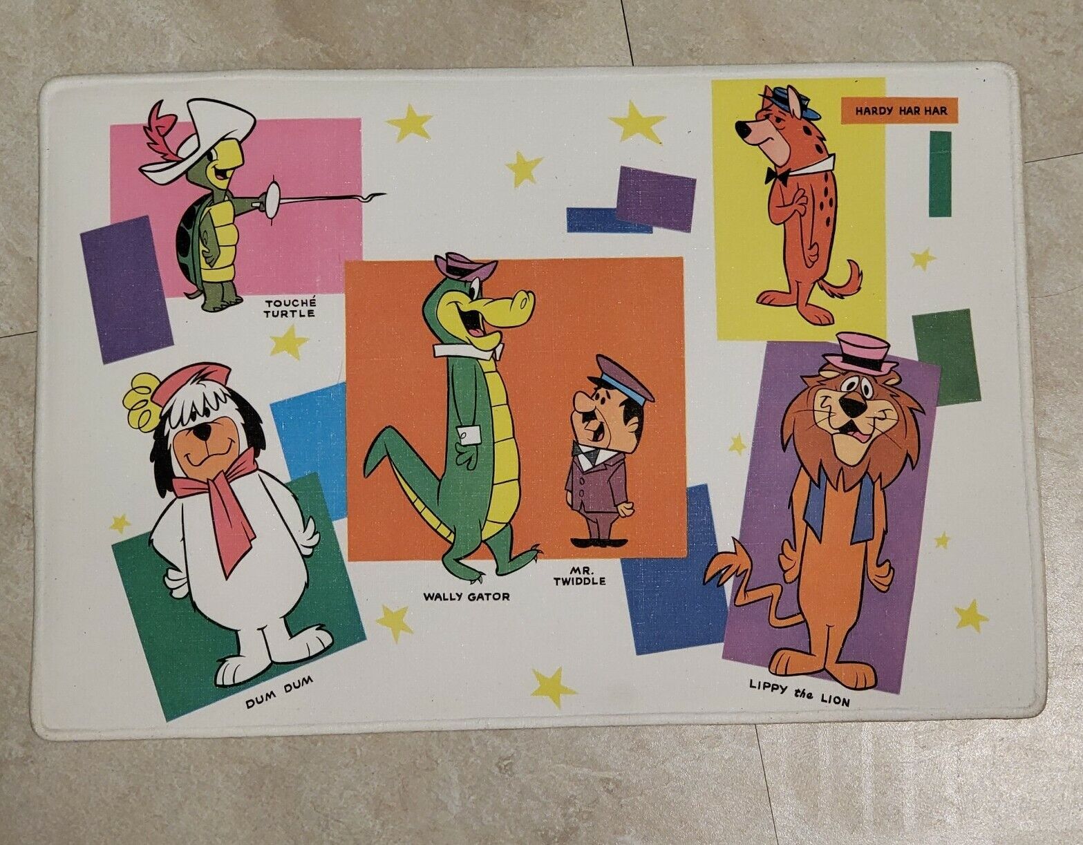 Vintage 60s Hanna Barbera Cartoon Network Placemat Wally Gator Hardy Lippy READ