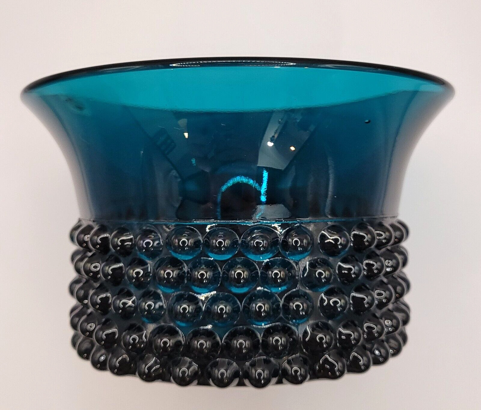 MCM Nuutajärvi Turquoise NYPPYLÄ Beaded Flared Bowl 5371 Designed By Saara Hopea