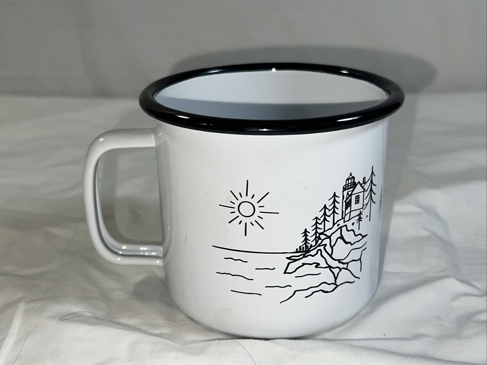 Coffee Cup/ Mug For the love of Lakes,Pines & Co Double Sided Metal Tin Camping 