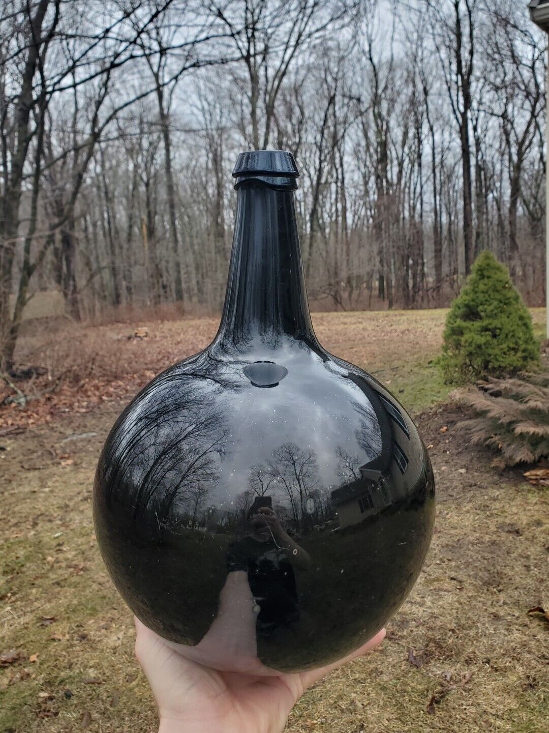 Rare Large Early 19th Century American Globular Demijohn Utility Bottle Pontil