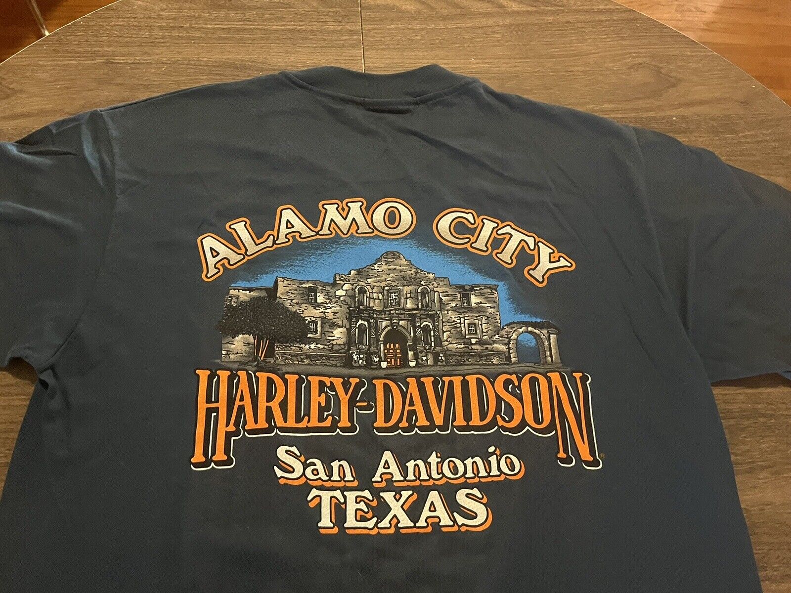 Vintage 97 Harley Davidson San Antonio Texas Alamo Large Navy Blue Large T Shirt