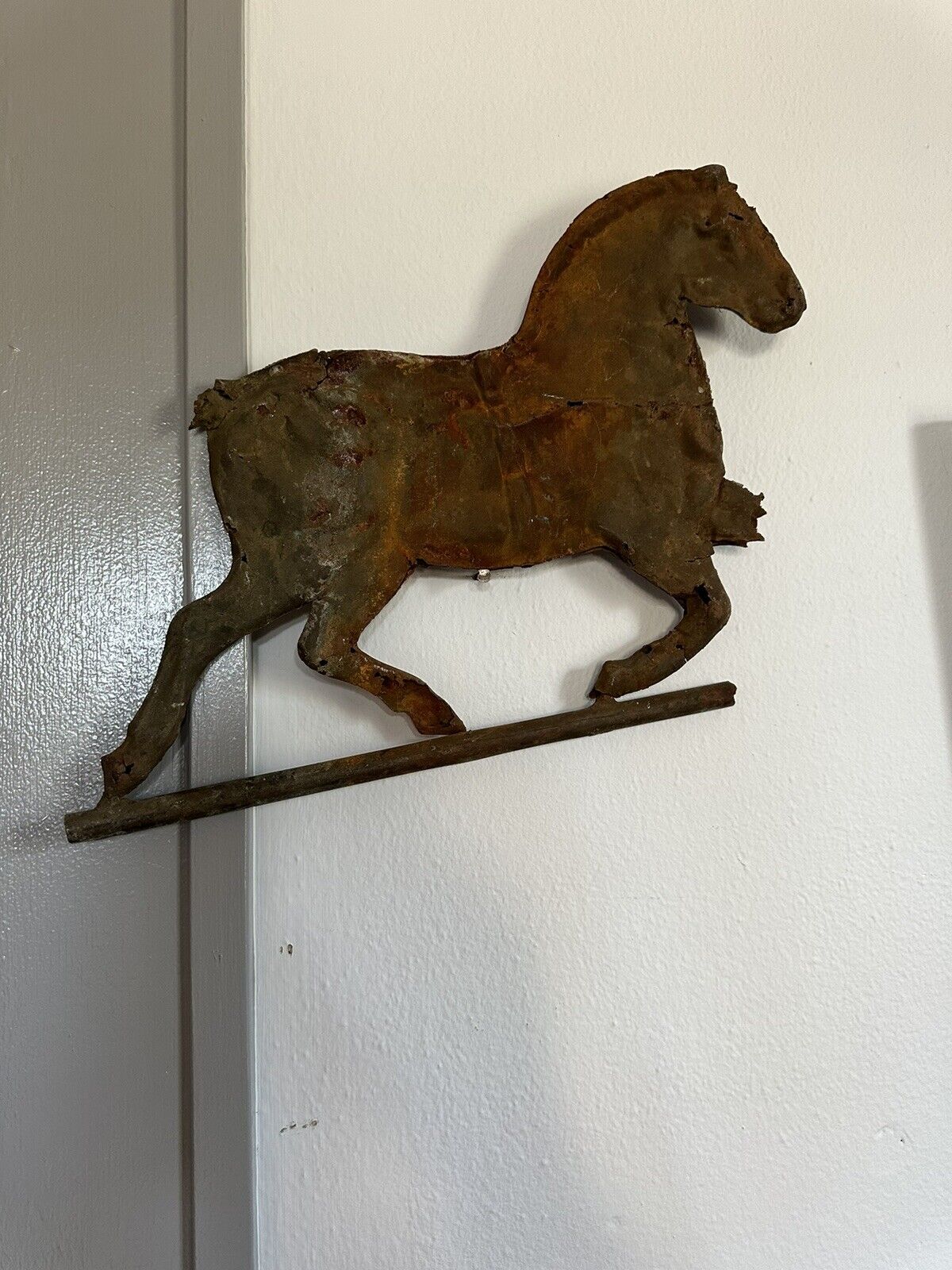 Rare Original 1890s Copper Horse Sign Folk Art Weather Western Country Farmhouse