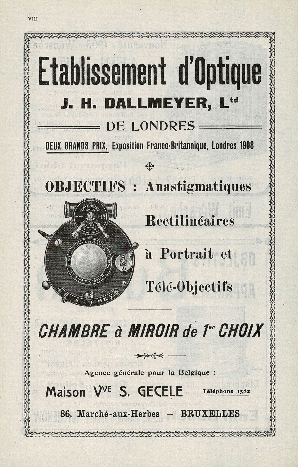 Antique Dallmeyer Camera Lens Print Ad Rare Original