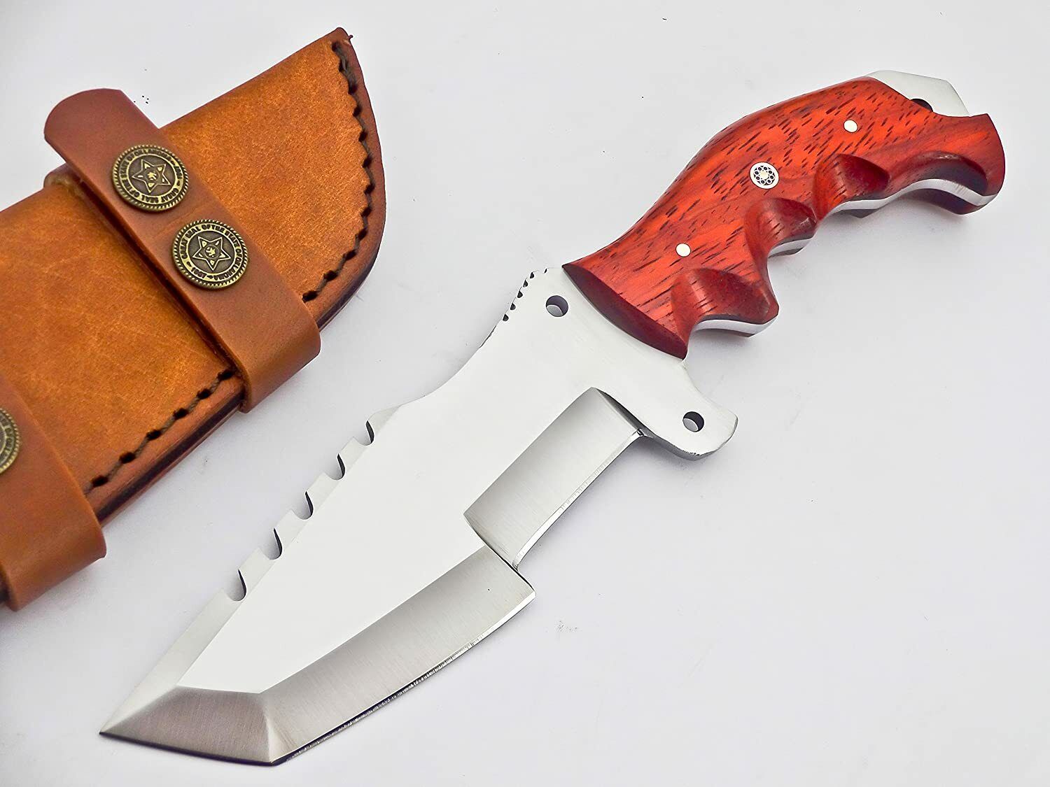Poshland TR-2150, Custom Handmade Tracker Knife – RED wood Handle