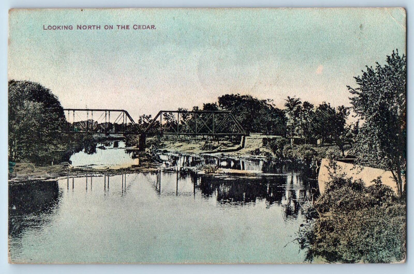 Austin Minnesota MN Postcard Looking North On The Cedar Bridge View 1913 Antique