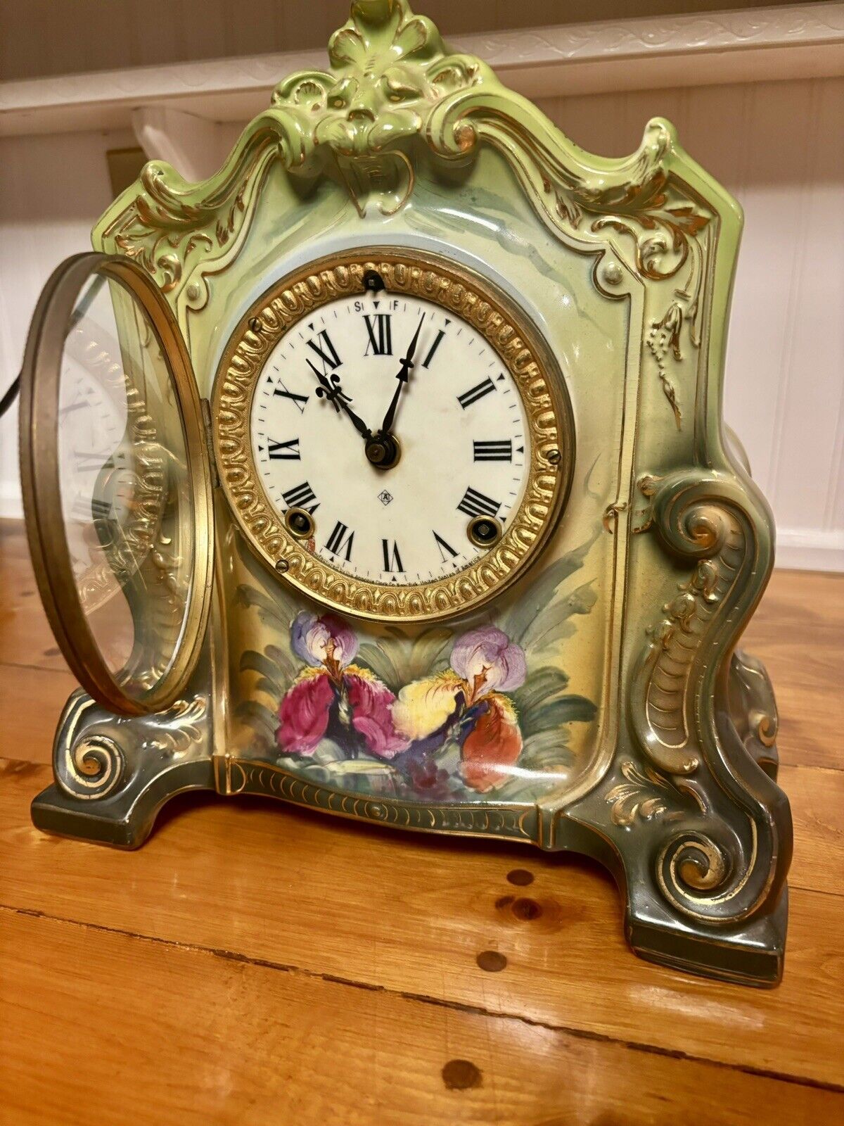 Antique Royal Bonn Porcelain Mantle Clock. “La Cannes”