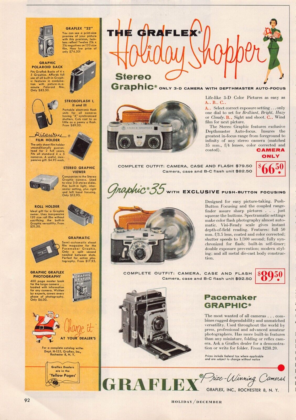 Graflex Camera Graphic 35 Pacemaker Photography Retro Pop Art Vtg Print Ad 1955