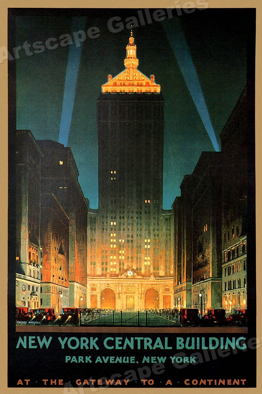 1930s NY Central Building Vintage Style Travel Poster - 16x24