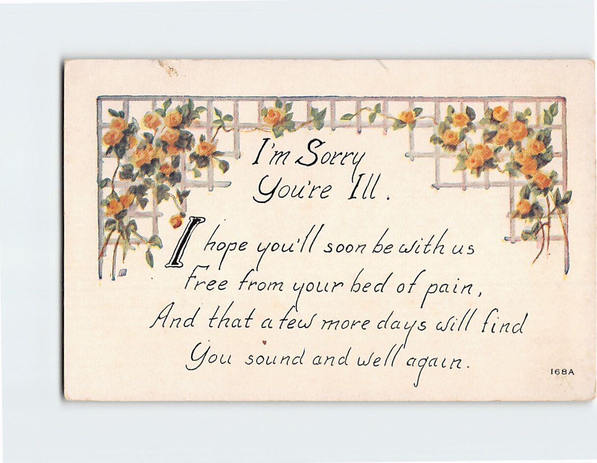 Postcard I'm Sorry You're Ill Flower Art Print