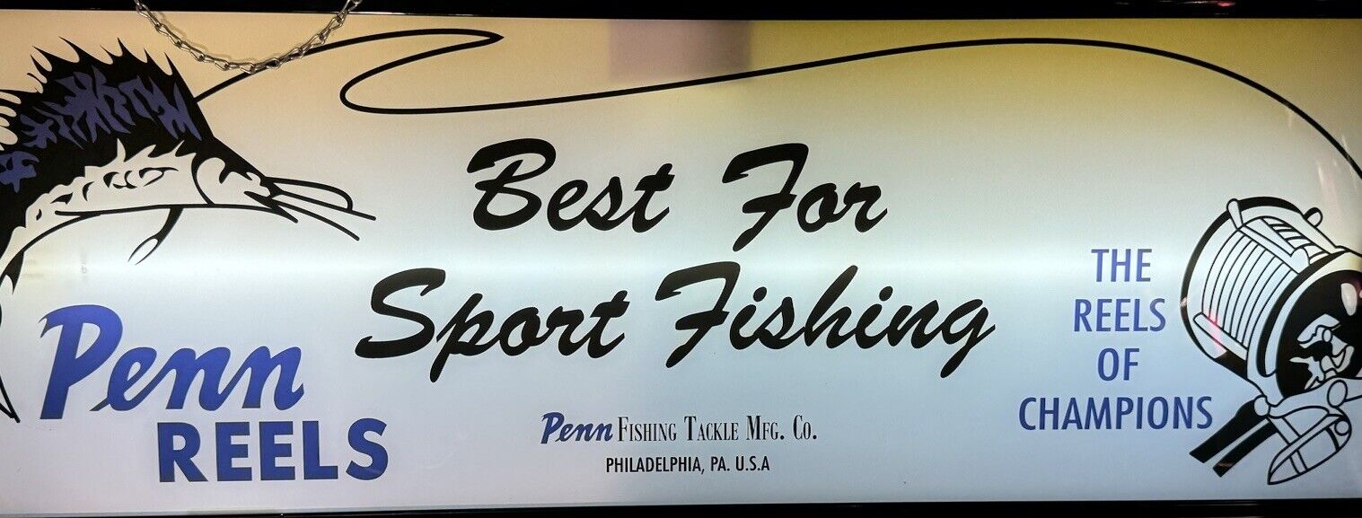 Collectible Penn Reels Advertising Light Up Bait Sign Shop Fishing Marina