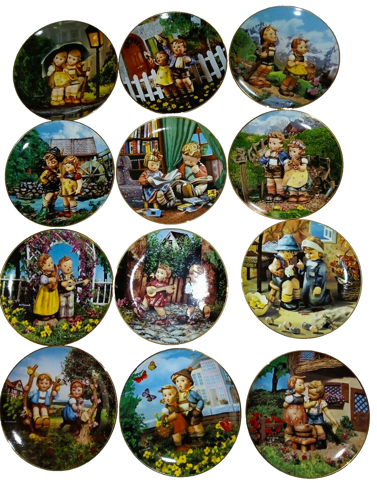 Danbury Mint Vtg MJ Hummel Little Companions Plate Collection lot of 12