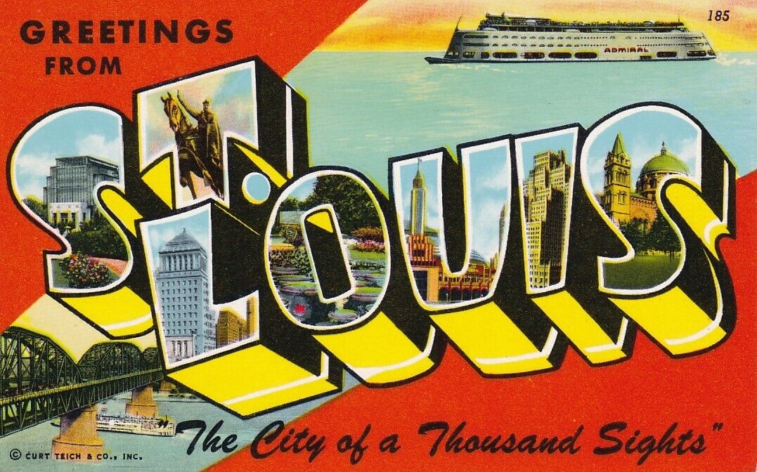 c1950 Large Letter Greetings from St. Louis, Missouri. Unposted