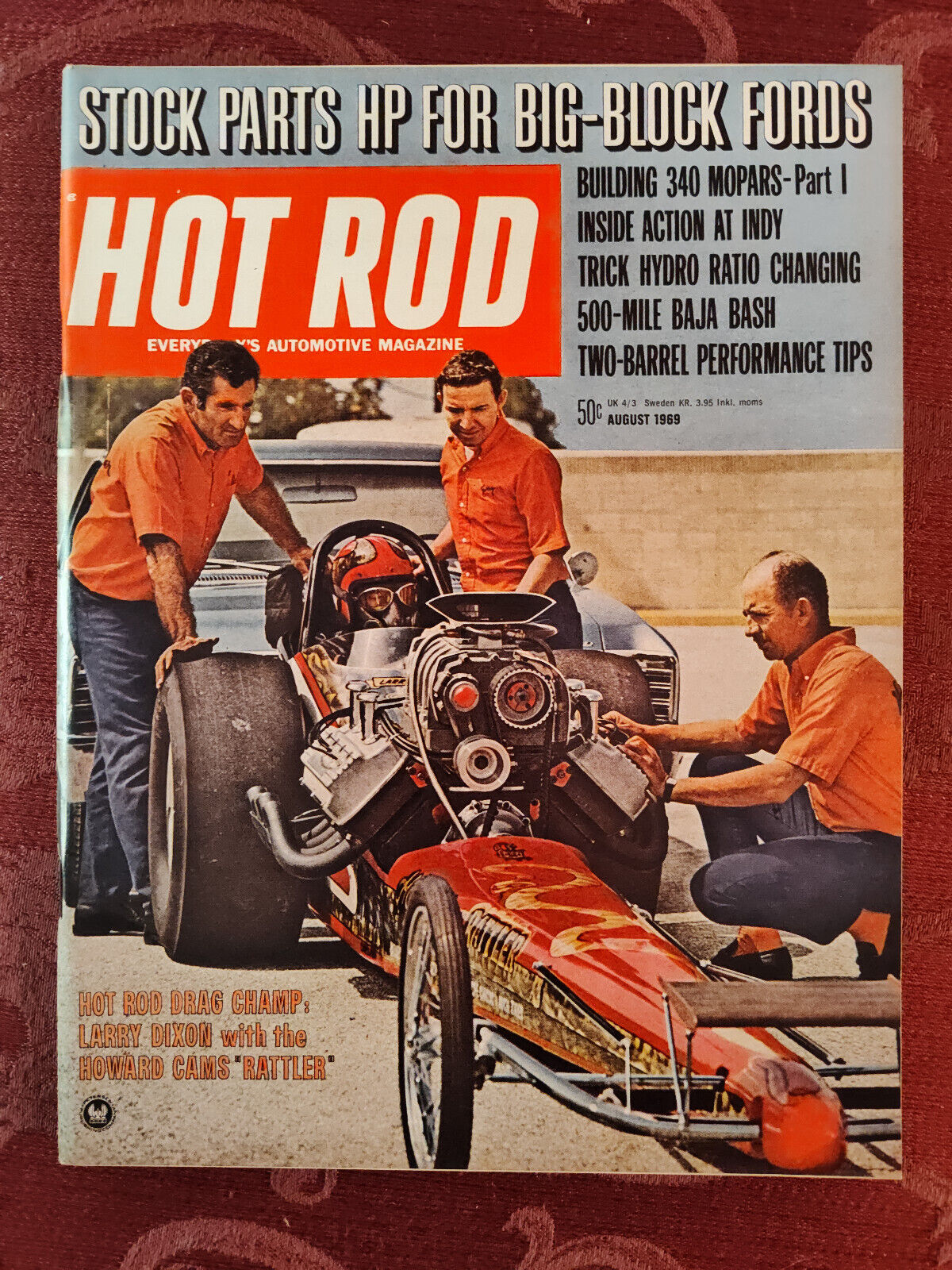 Rare HOT ROD Car Magazine August 1969 Drag Racing Champ Larry Dixon